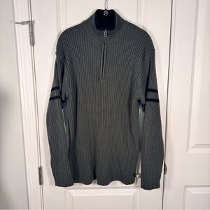 Men’s Thick Ribbed Quarter Zip Sweater XL Olive Cozy Cabin Core Gorpcore Office